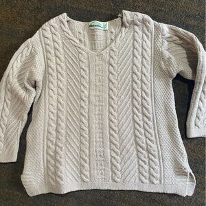 Gorgeous Aran Crafts Cable Knit Fisherman’s Sweater 100% Merino Wool